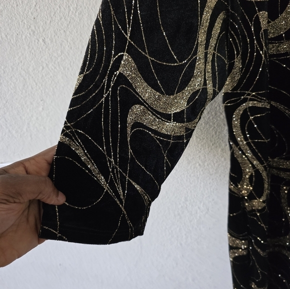 Vintage Dress 3X Women Gold Black Y2K Burnout Velvet Sheath Fairygrunge - Picture 13 of 13